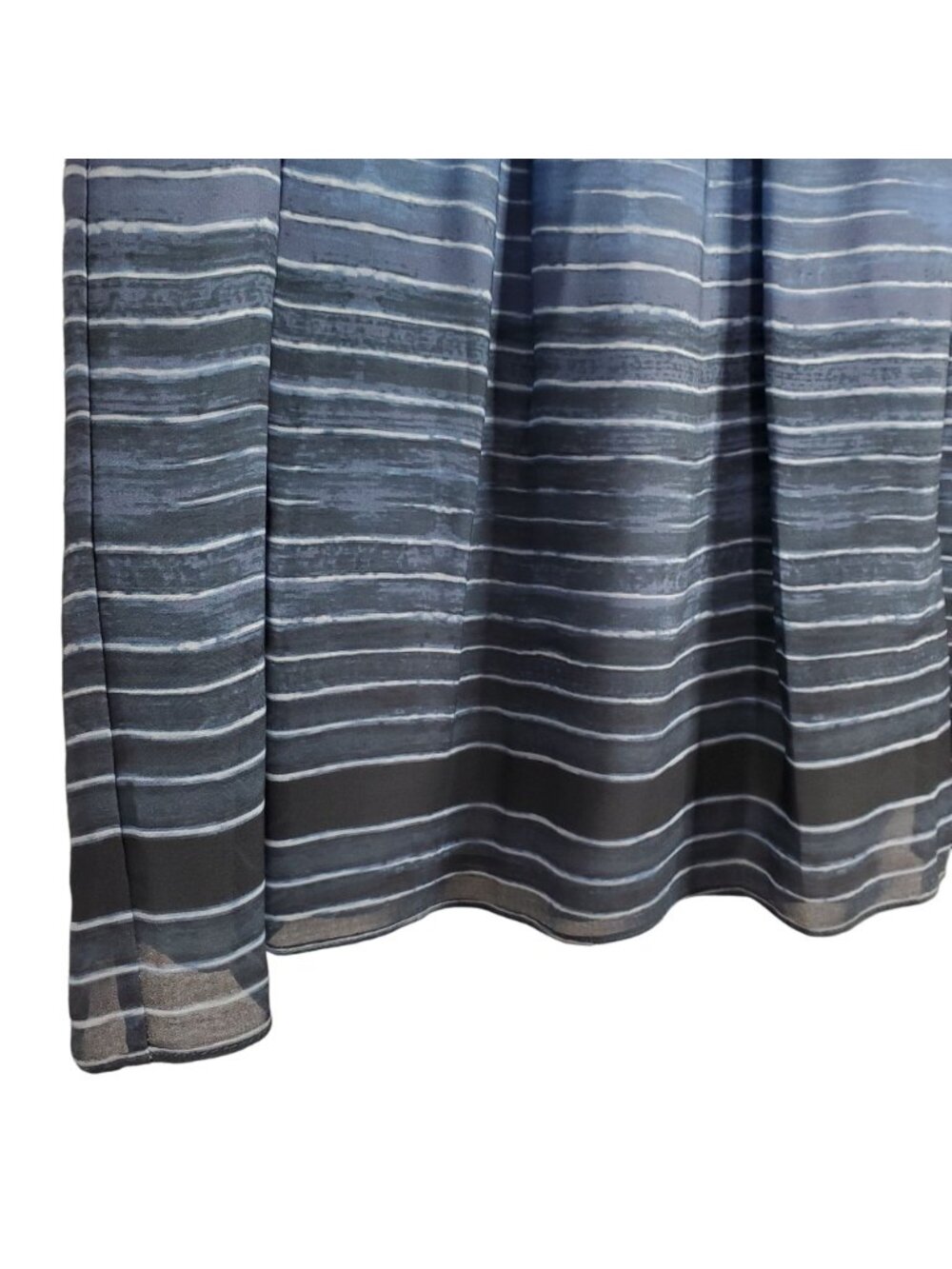 Vince Size M Skirt 100% Silk Pull On Drawstring Pleated Lined Striped Ombre Blue - Picture 7 of 7